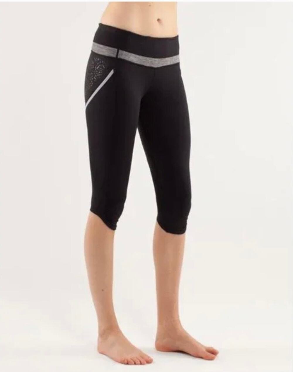 Lululemon Black and Gray Run A Marathon Crop Capri Leggings Size 4